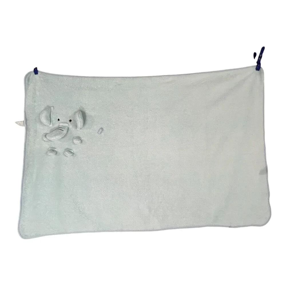 One And Only Creations Blue Elephant Baby Blanket Plush